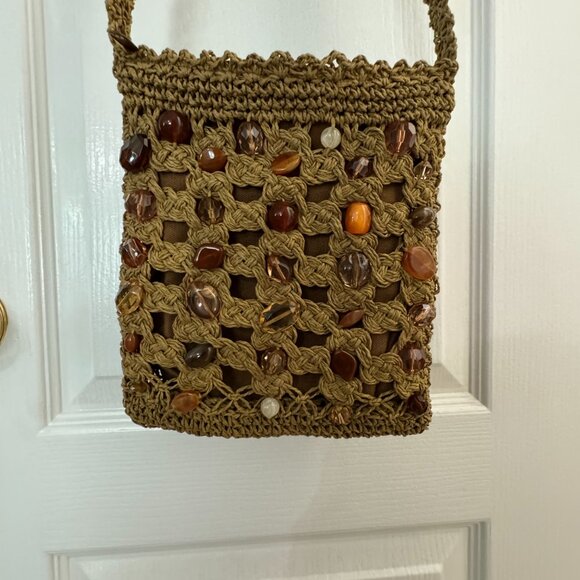 Blue Miami Crochet Crossbody Purse EUC - Picture 2 of 7